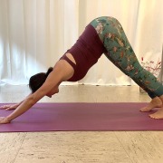 Foto Nannette Hanke im Yogakurs (herabschauender Hund)