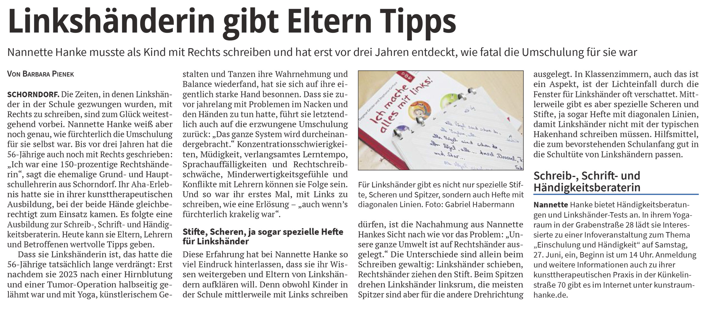 Linkshänderin gibt Eltern Tipps