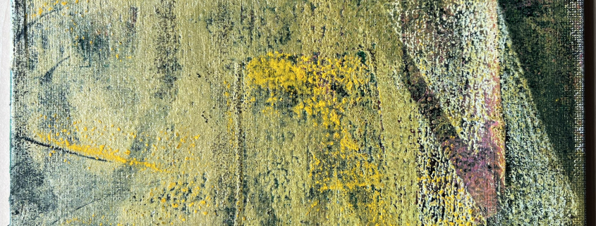 o.T. 1 Goldserie 2026 quadratisches Format 20x20cm auf Leinwand gespachtelte und gerollte Mischtechnik aus Acryl